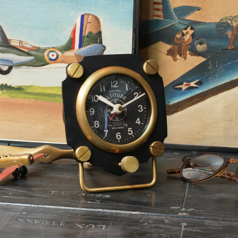 Pendulux Table Clocks|Altimeter Alarm Clock Black