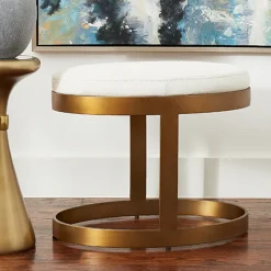 Pendulux Seating|Ellipse Bench Ivory Antique Gold