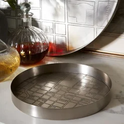 Pendulux Trays/Boxes|Map Tray Small Antique Nickel